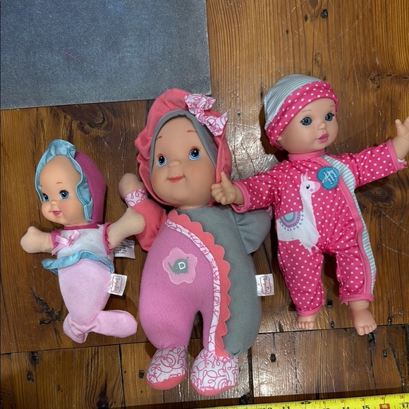 Baby Doll Set of 3 with Pink and Gray Outfits - Picture 1 of 6